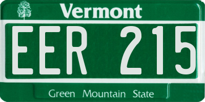 VT license plate EER215