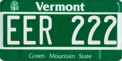 VT license plate EER222
