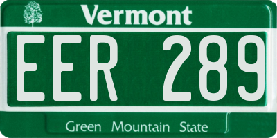 VT license plate EER289