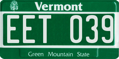 VT license plate EET039