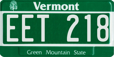 VT license plate EET218