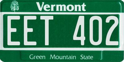 VT license plate EET402