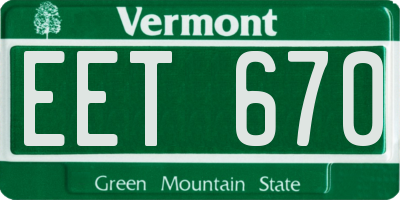VT license plate EET670
