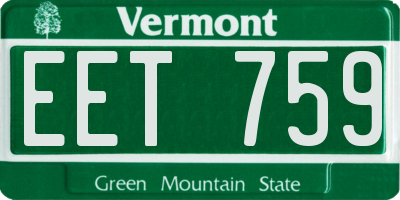 VT license plate EET759
