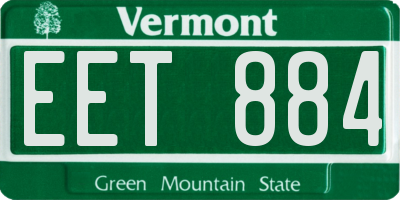 VT license plate EET884