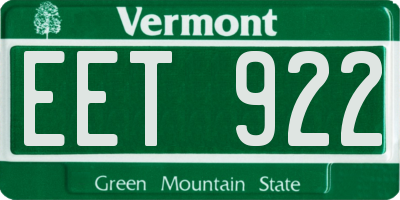 VT license plate EET922