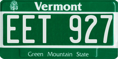 VT license plate EET927