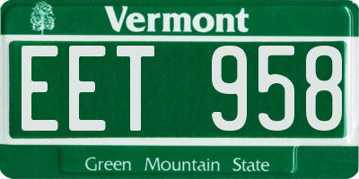 VT license plate EET958