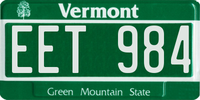VT license plate EET984