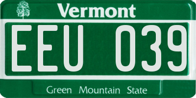 VT license plate EEU039