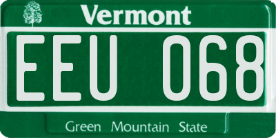 VT license plate EEU068