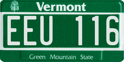 VT license plate EEU116