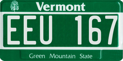 VT license plate EEU167