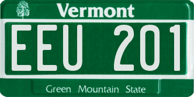 VT license plate EEU201