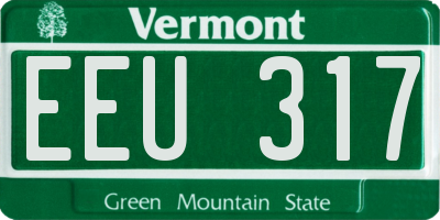 VT license plate EEU317