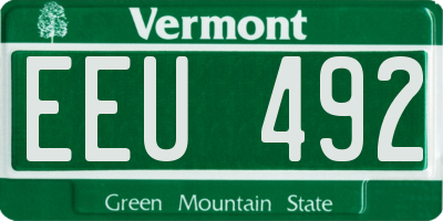 VT license plate EEU492