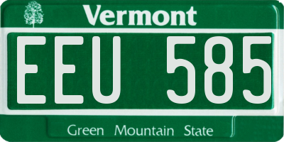 VT license plate EEU585