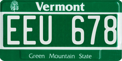 VT license plate EEU678