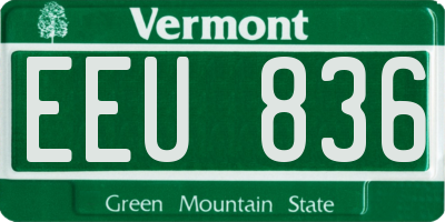 VT license plate EEU836