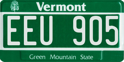 VT license plate EEU905