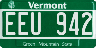 VT license plate EEU942