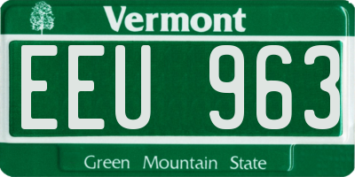 VT license plate EEU963