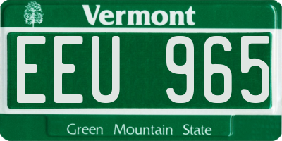 VT license plate EEU965