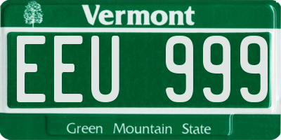 VT license plate EEU999
