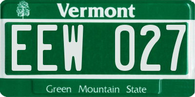 VT license plate EEW027