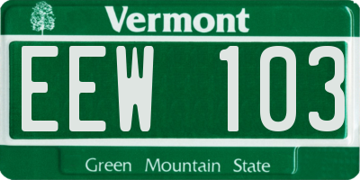 VT license plate EEW103