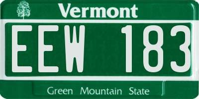 VT license plate EEW183