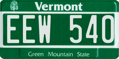 VT license plate EEW540