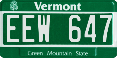 VT license plate EEW647