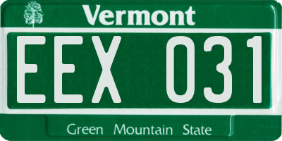 VT license plate EEX031