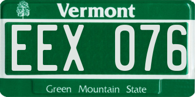 VT license plate EEX076