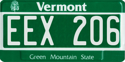 VT license plate EEX206