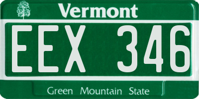 VT license plate EEX346