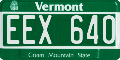 VT license plate EEX640
