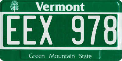 VT license plate EEX978