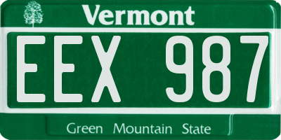 VT license plate EEX987