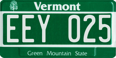 VT license plate EEY025