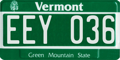 VT license plate EEY036