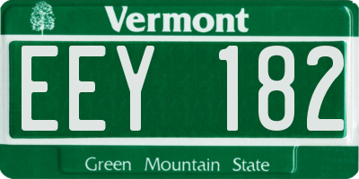 VT license plate EEY182