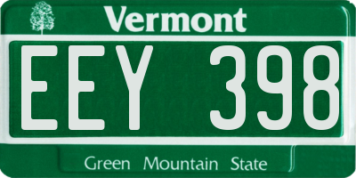 VT license plate EEY398