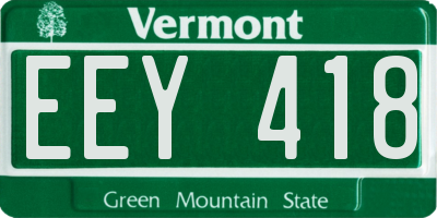 VT license plate EEY418