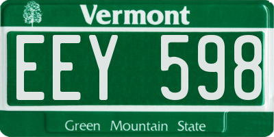 VT license plate EEY598