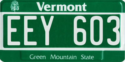 VT license plate EEY603