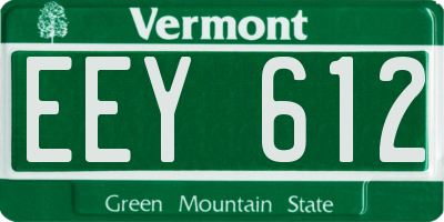 VT license plate EEY612