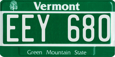 VT license plate EEY680