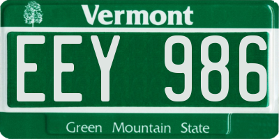VT license plate EEY986